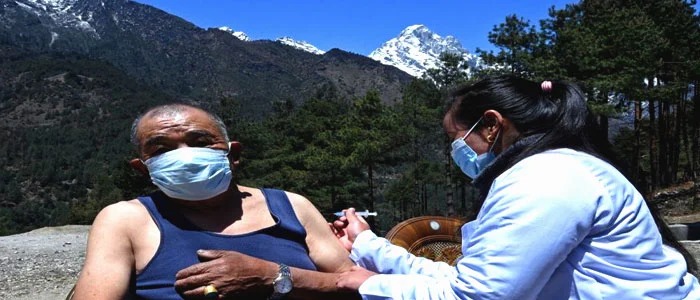 60 Years Old Man Using COVI 19 Vaccine In Nepal