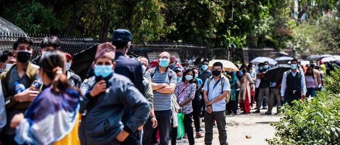 Waiting On Long Que For COVID 19 And Vaccines In Nepal