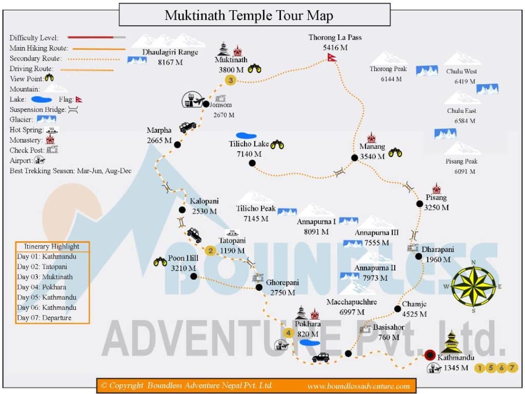 Muktinath Temple Tour Map 1024x768